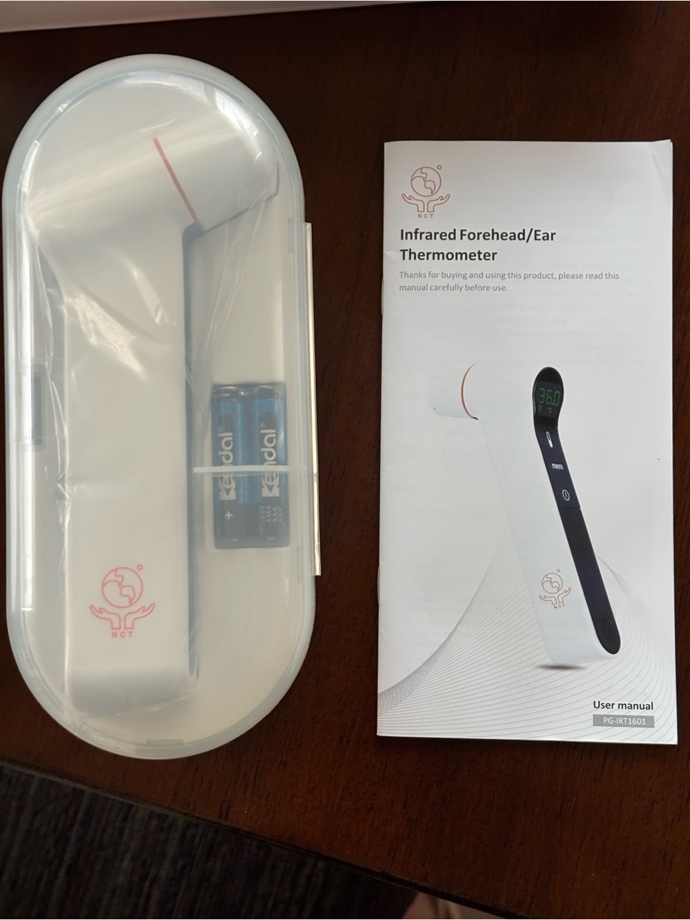 Infrared Forehead and Ear Thermometer - White with clear plastic storage case